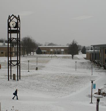 jackson college central mall in winter